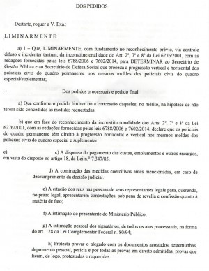 Pedido do grupo de inconstitucionalidade do PCCS